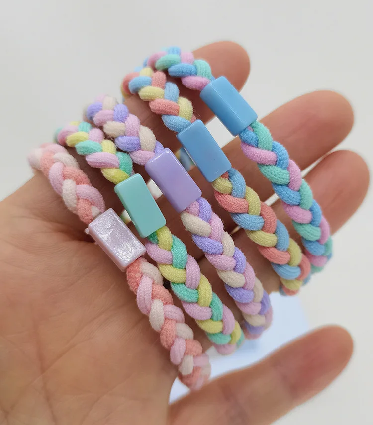 50 PCS Korean Colorful Elastic Braided Hair Ties Scrunchies for Women Girls Ponytail Holder Hair Rings Rope Accessories