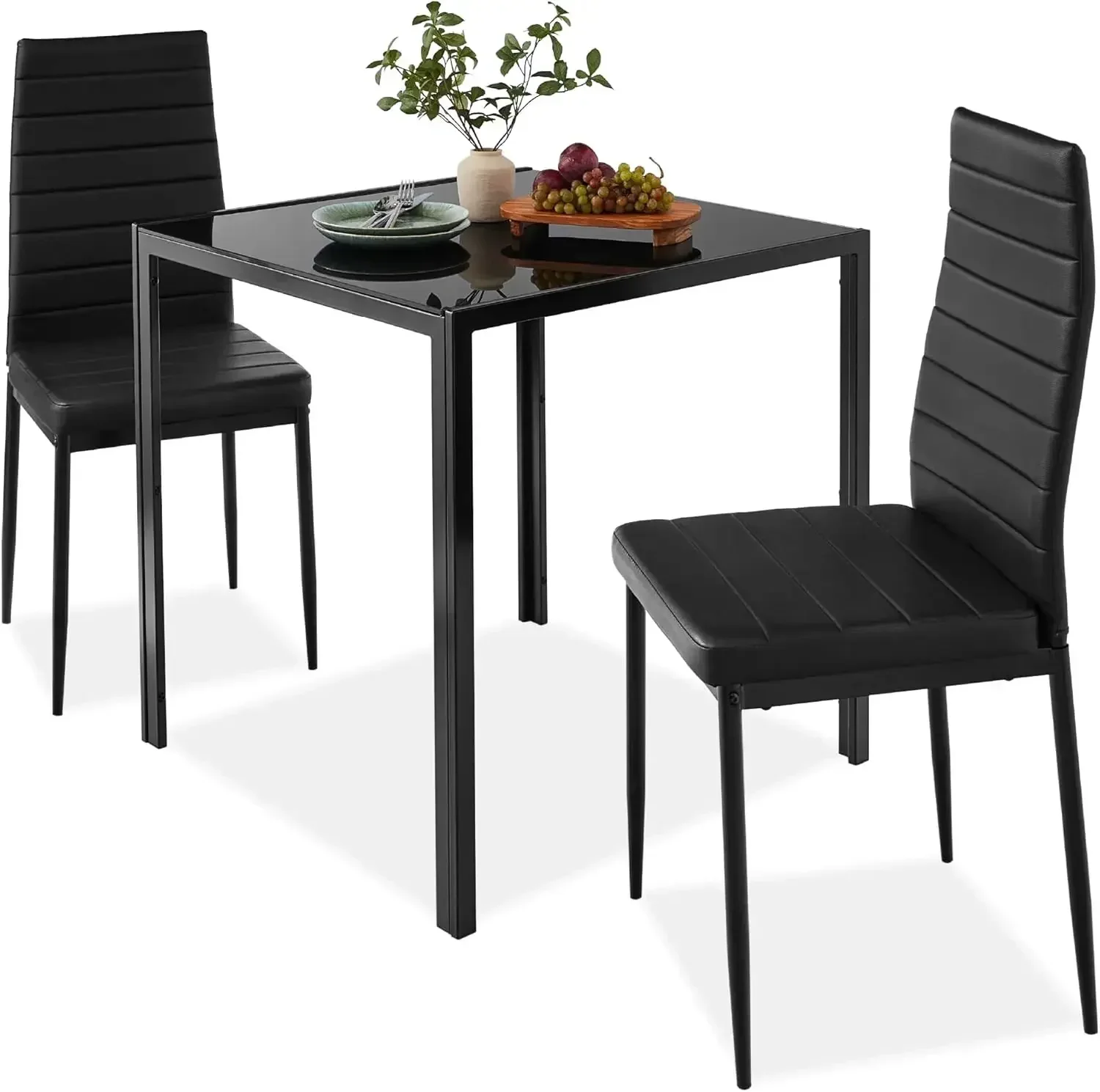 

Leisure Fashion Style 5-Piece Glass Dining Set, Modern Kitchen Table Furniture for Dining Room, Dinette, Compact Space-Saving