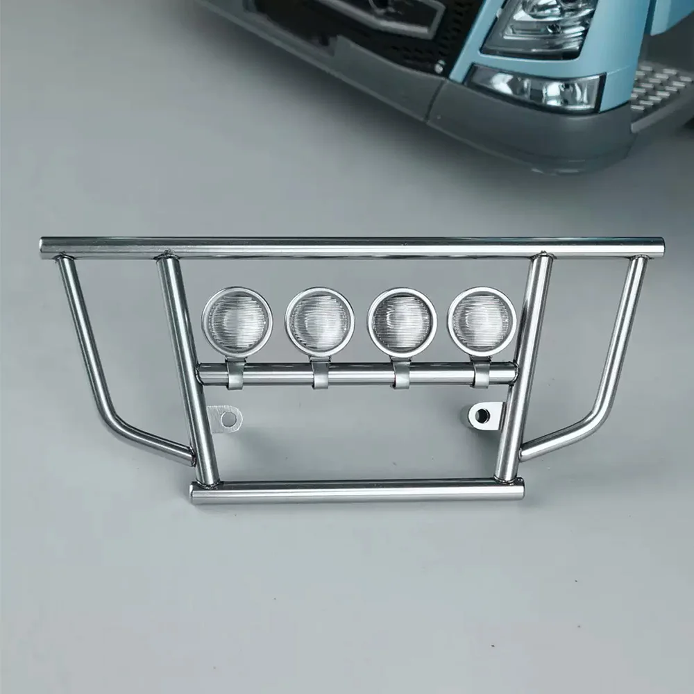 Model Scaleclub do ciężarówki RC Tamiya LESU 1/14, metalowy przedni zderzak z częściami do ulepszeń oświetlenia lub częściami do samodzielnej modyfikacji.