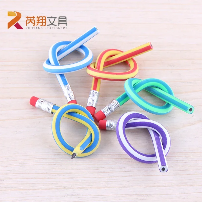 5PCS Korea Cute Stationery Colorful Magic Bendy Flexible Soft Pencil with Eraser Student School Office Use