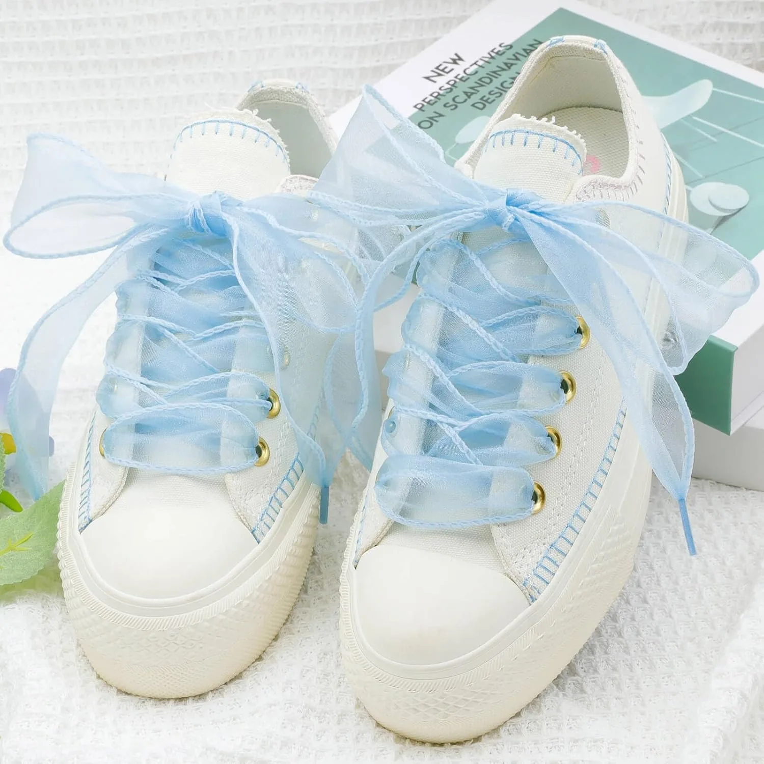 1 Paar flache, transparente Schuhbänder, 4 cm breit, modische Schuhbänder aus Schneegarn, elegante Schuhbänder für Damen und Mädchen. ﻿ Schuhzubehör – Detail 9