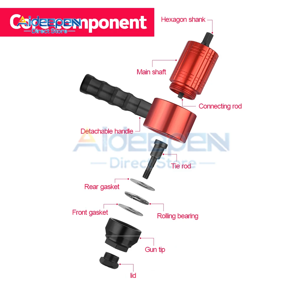 Electric Rivet Gun Removable Electric M3~M8 Rivet Nut Tool Adapter Insert Nut Pull Riveting Tool for Electric Drill/Hand Wrench