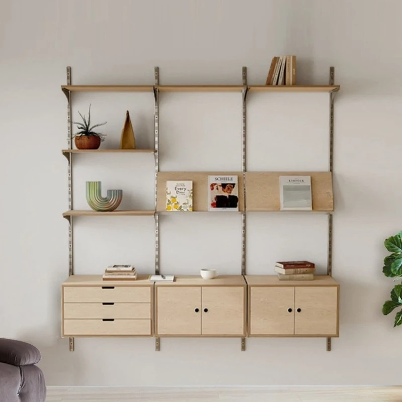 

Simple ins multi-layer wall decoration metal track system shelf Nordic living room wall-mounted storage bookshelf