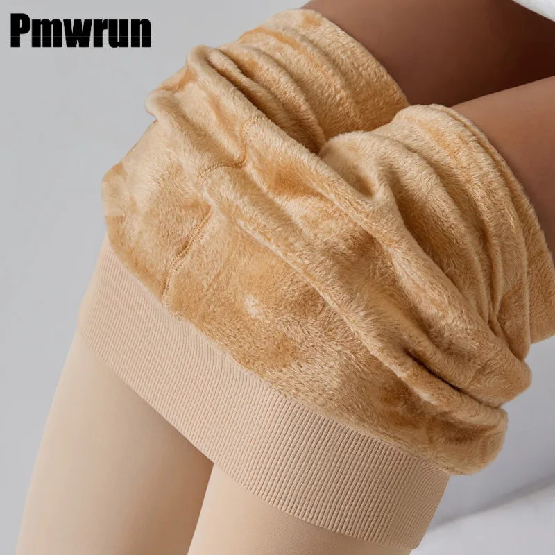 

PMWRUN Large Size Warm Yoga Pants Women Autumn/Winter Thick Pearl Velvet Workout Leggings Outerwear Scrunch Butt Sports Pants