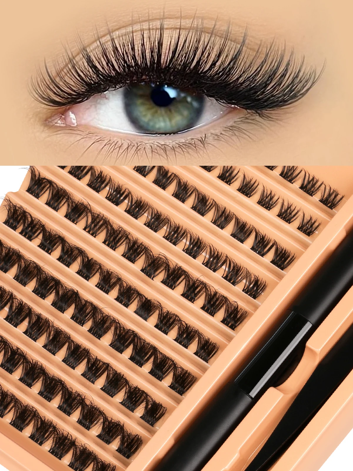 GROINNEYA Cluster Wimpern Kit DIY Wimpern Wimpern Cluster Set Wimpernverlängerung Kit Wimpernbindung und Dichtung und Wimpernpinzette