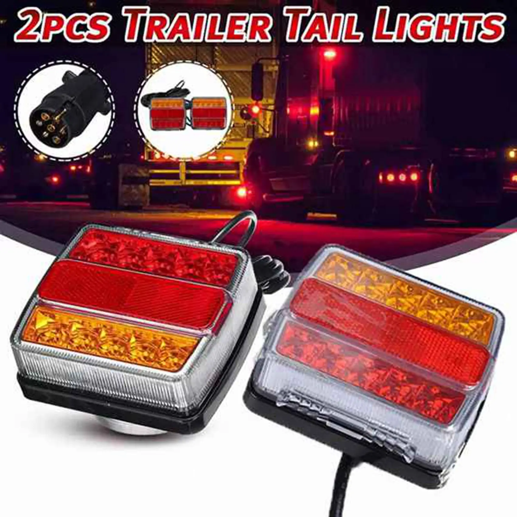 16 LED Trailer Tail Light Combination Towing Taillight Car Truck Tail Light 12V Number Plate Light