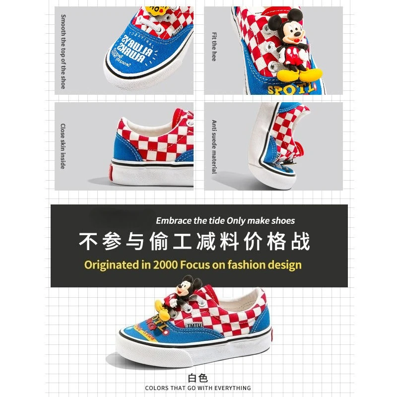 รองเท้าผ้าใบลายการ์ตูนมิกกี้เมาส์จากดิสนีย์ น่ารัก สไตล์นักเรียน ดีไซน์สร้างสรรค์ โดดเด่นไม่ซ้ำใคร เหมาะสำหรับฤดูใบไม้ผลิและฤดูใบไม้ร่วง ใส่ได้ทั้งชายและหญิง แฟชั่นทันสมัย รองเท้าสเก็ตบอร์ด ของขวัญสุดพิเศษ