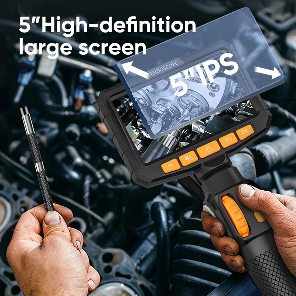 3.9mm 6mm Lens Articulating Borescope With 4.3/5inch for Mechanic Automotive HVAC Wall Inspection 2.0MP HD Endoscope LED Lights image 4