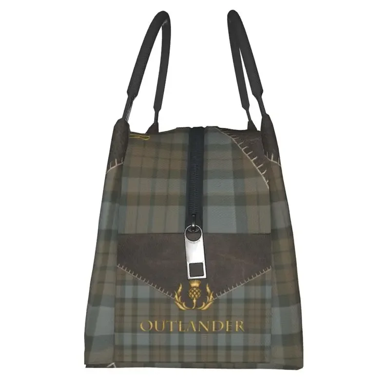 Outlander Lunch Box riutilizzabile in pelle e Tartan per donna borsa termica per il pranzo isolata per alimenti scozzese a tenuta stagna