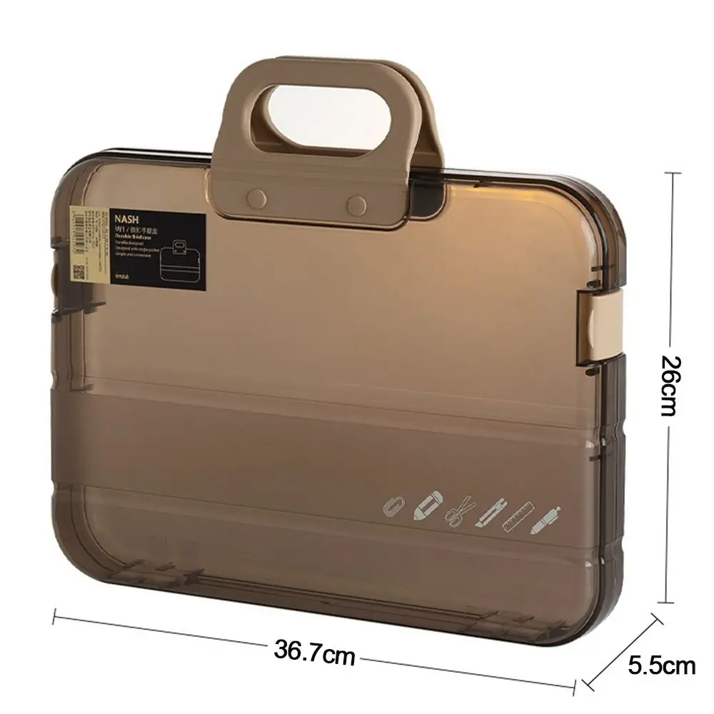 Transparent A4 File Folder New Square File Box Certificate File Container Plastic School Office Supplies Document Organizer