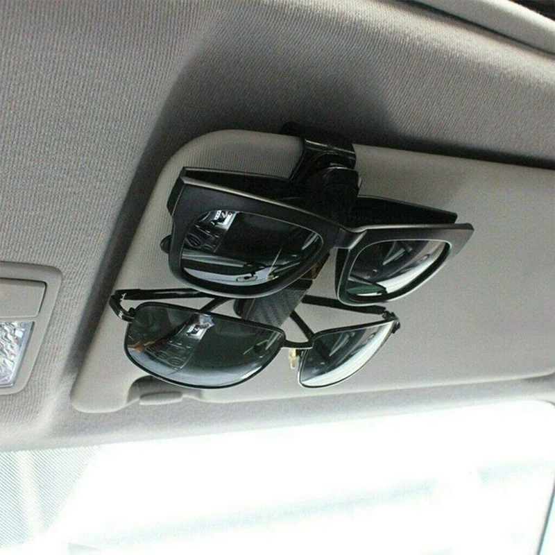 Car Sun Visor 1-Piece Spectacle Frame, Sunglasses, Glasses And Card Holder, 180 Degree Double-Head Rotating Clamp