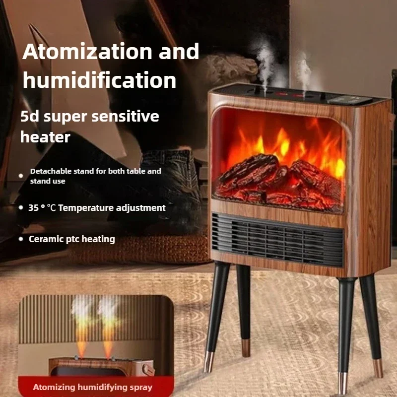 2026-hot sell 3D Household Fireplace Heater Simulated Flame Fireplace with Humidifier Atomizing Heater Energy Saving Quick Heati