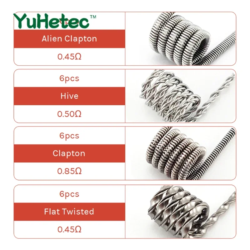 8 em 1 bobina pré-construída com algodão claptonwire bobinas pré-fabricadas demônio ss316 tigre alienígena bobina torcida fundida caber diy rda