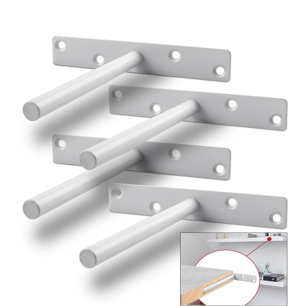 T Shape Concealed Shelf Brackets Floating  Wall Shelf Supports Screw Mounting Plate Multi sizes Metal Brackets