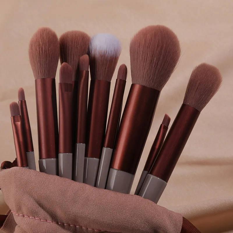 13 Pieces Of Net Red Milk Tea Color Makeup Brush Suit Full Set Of Paint Eye Shadow Paint Quick-drying Soft Brush