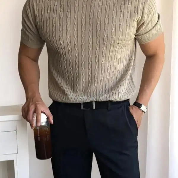 

Men's Knitted Sweater Thiened Coolmax Fiber Collar Nine Sve Brand Emblem Ciwalk Inner Wear Winter Season