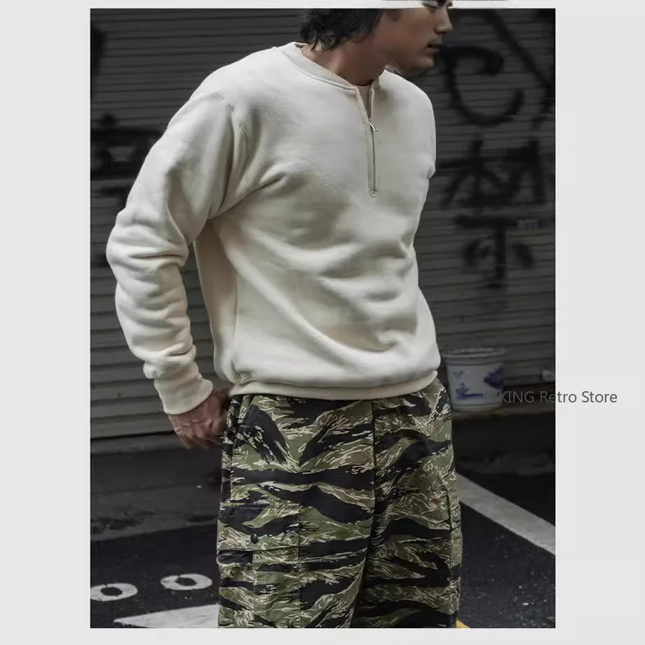 

NON STOCK American Retro Autumn and Winter Thickened 600g Terry Stand-up Collar Zipper Solid Color Slim-fit Sweater