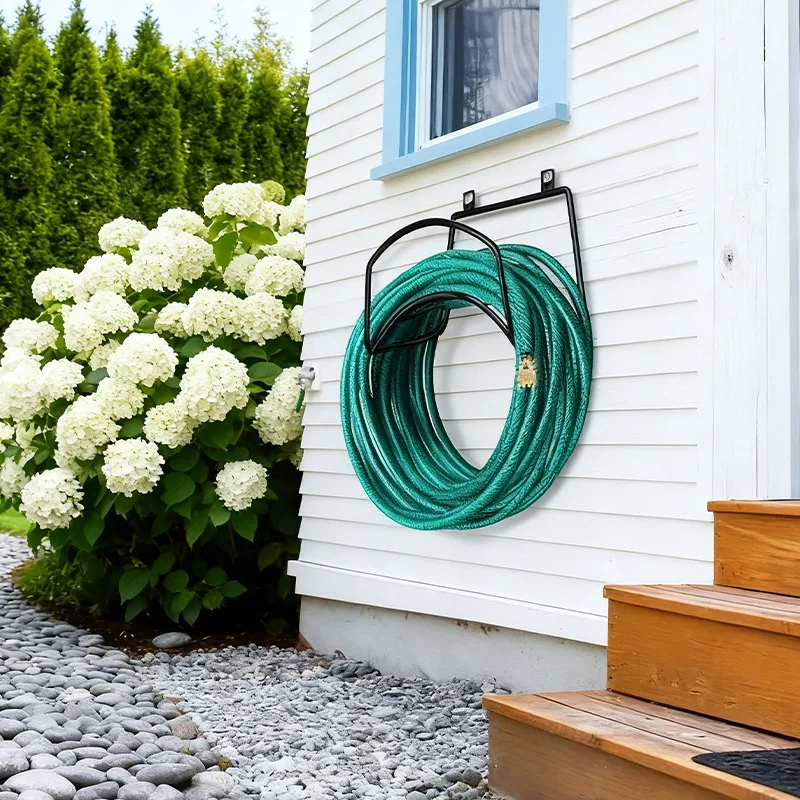 Enrouleur de tuyau d'eau mural de jardin, support de stockage de tuyau d'eau amovible en fer forgé, support de stockage de tuyau mural de jardin