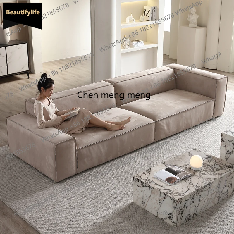 

B456 High and low armrest sofa creative simple cream style living room matte fabric straight row sofa