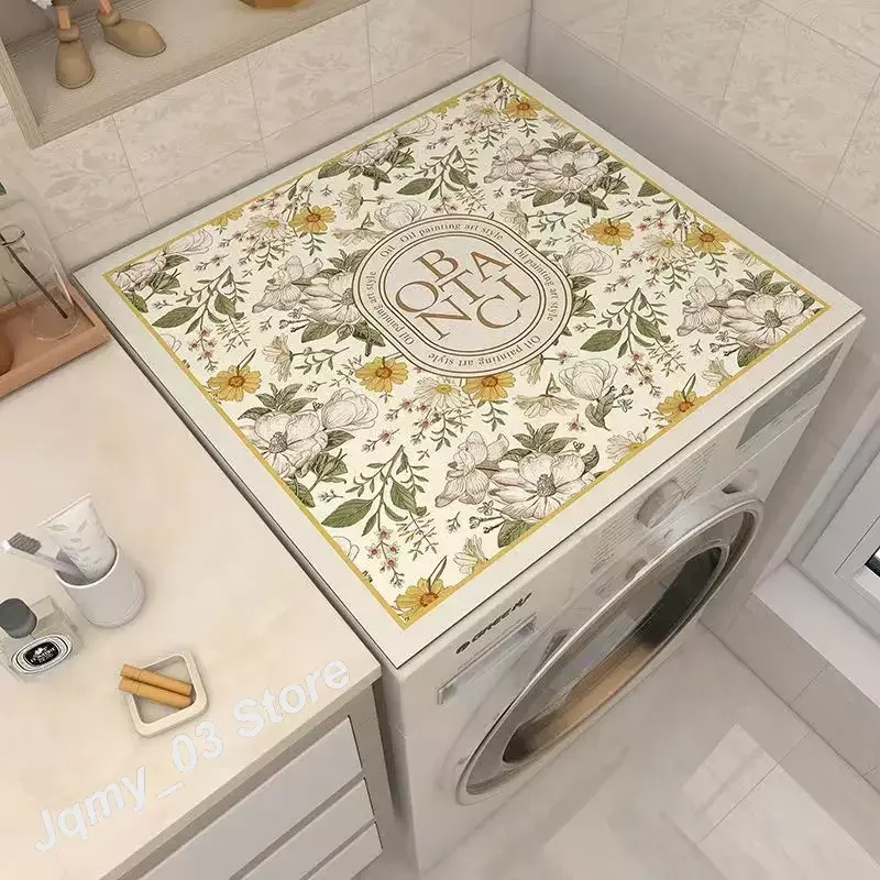 Retro Printed Washing Machine Cover Refrigerator Dust Pad Microwave Fridge Protector Dry Mats Decorative Table Cloth Home Decor