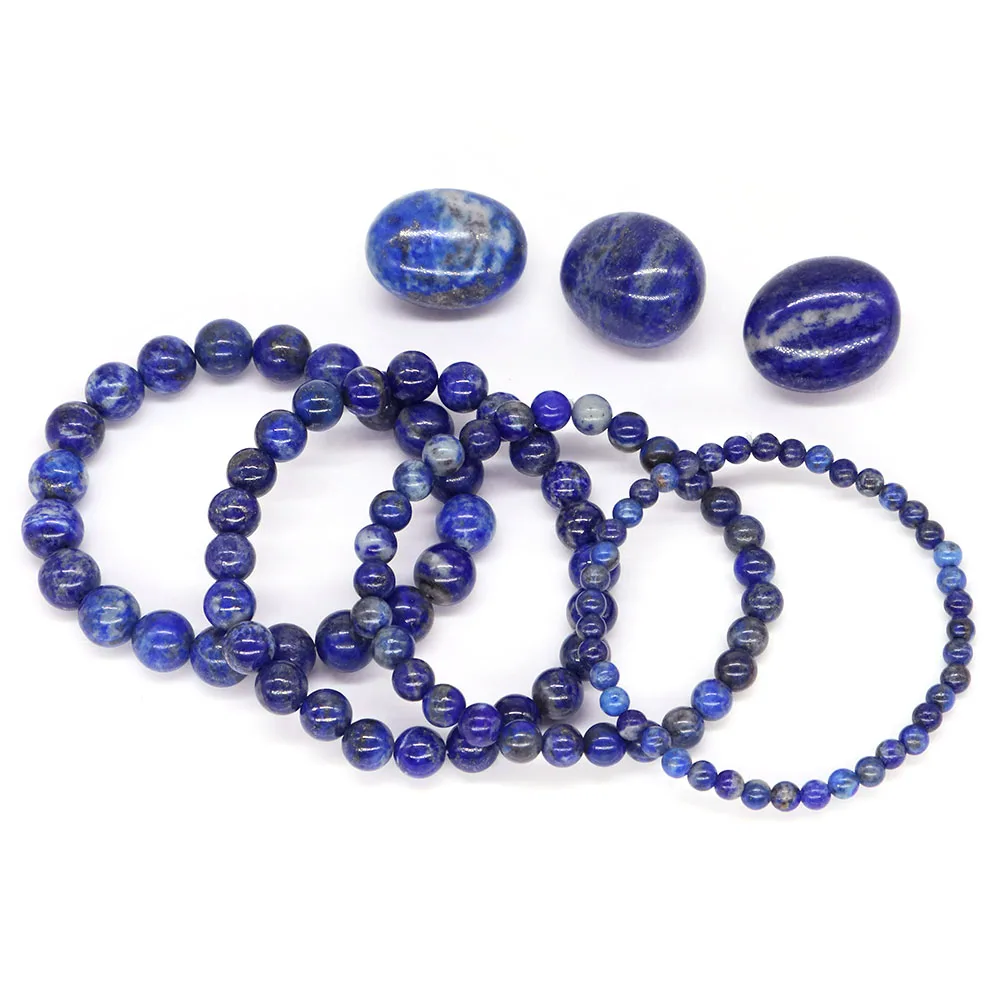 4 6 8 10mm Natural Crystal Stones Lapis Lazuli Beads Beaded Bracelet Reiki Healing Bangle Bracelets For Women Men  Jewelry Gifts