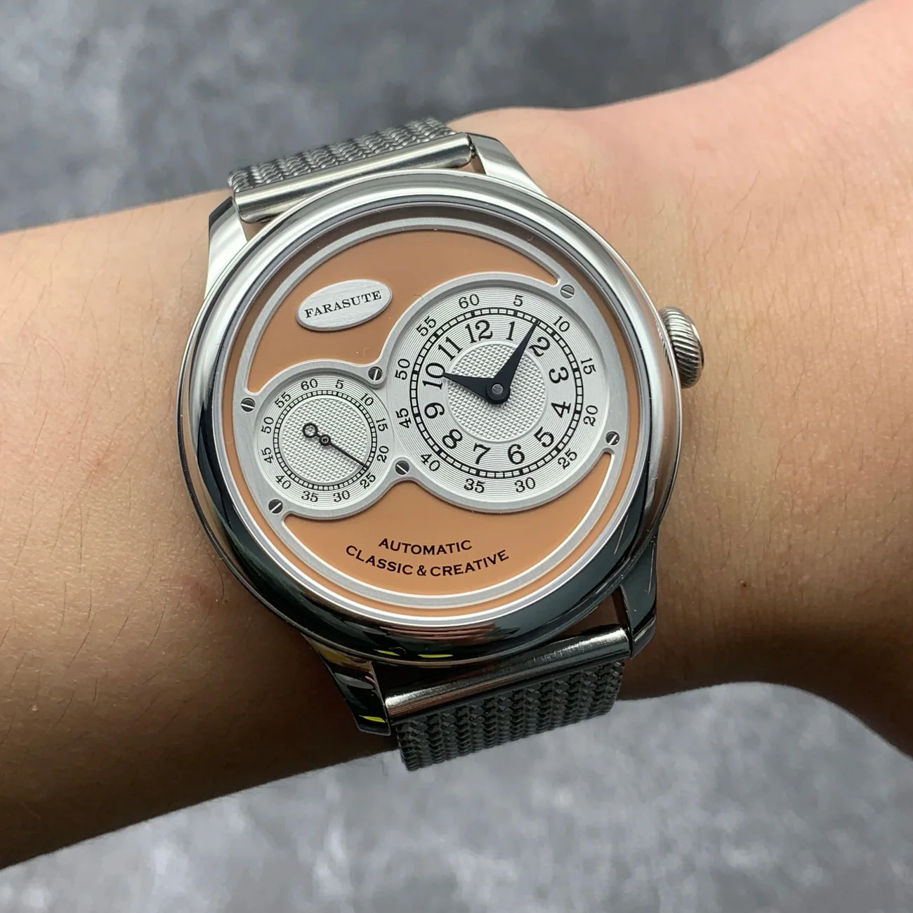 FARASUTE Men Automatic Watch 40mm Mechanical Wristwatch Sapphire Enamel Dial Small Second Dial