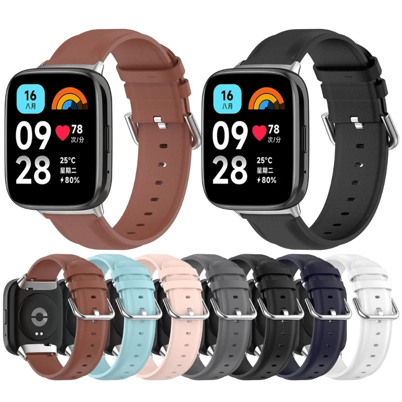 Pulseira PU respirável para Redmi Watch 3 Active/Lite Smartwatch confortável