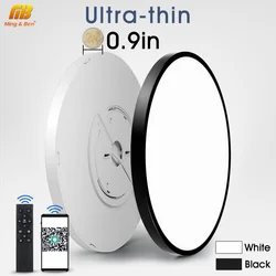 0.9 Cal Ultra-cienka lampa sufitowa LED Smart Home 38W 28W 24W APP/zdalnie sterowana ściemnialna dekoracja pokoju sypialnia salon