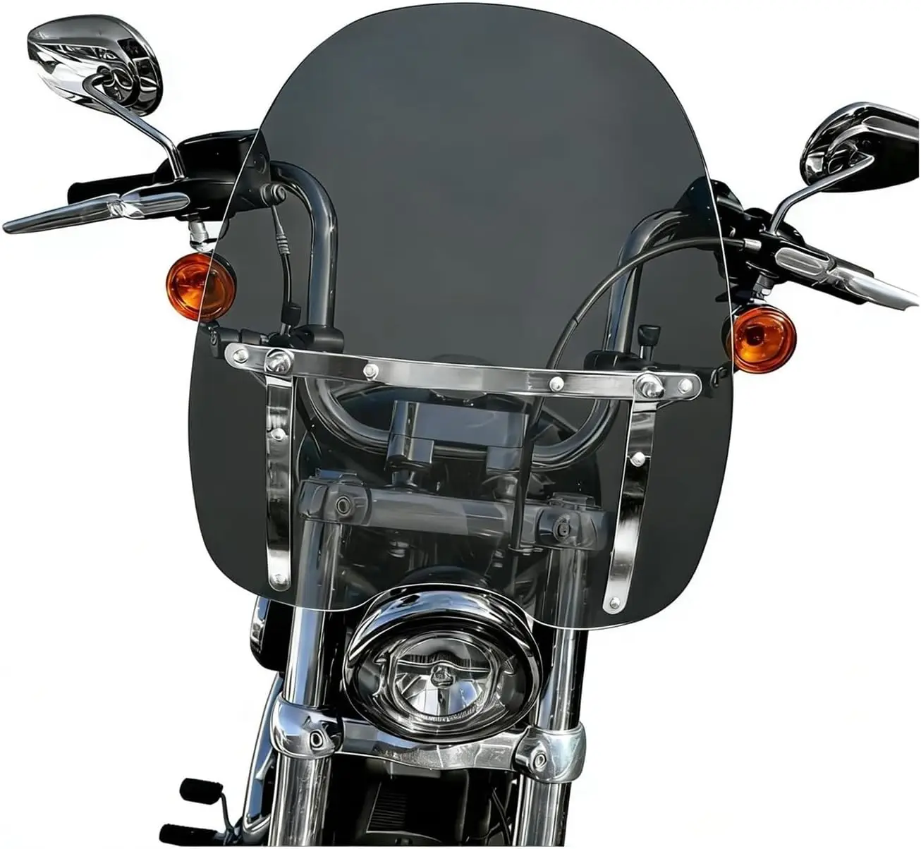 Motorcycle Windshield 19x17 7/8 1 Handlebars Honda CT125 Rebel 500 Kawasaki Vulcan 900 Suzuki Savage Harley Fatboy Road King