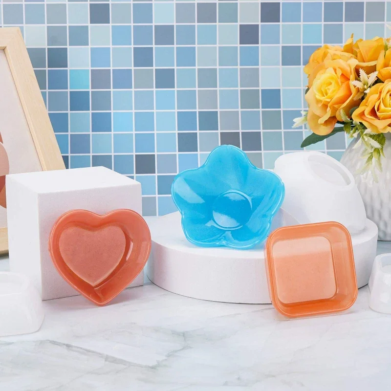 Heart Shape Small Storage Container Resin Mold Square Shape Jewelry Bowl Silicone Mold Dish Casting Mold for Crafts Jewelry Art