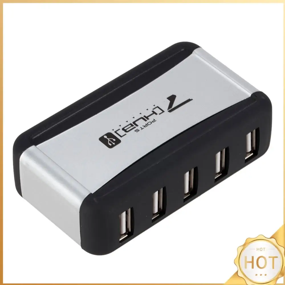 Vertical 7 Port USB Hub USB 2.0 Splitter with Power Adapter for PC Accessories