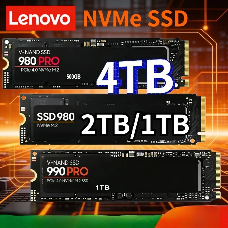 

Lenovo 980Pro/990Pro M2 SSD Solid State Drive 1TB, 2TB, 4TB, PCIe 4.0 NVMe, 7400MB/s suitable for laptops and PC desktops