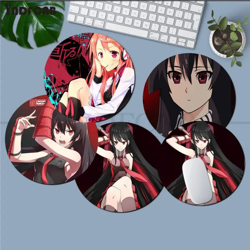 Anime Akame Ga Kill Gaming Mousepad, Pele Redonda Personalizada, Desktop, Mesa, Acessórios Kawaii, Almofada de Escrita para PC, Mouse Carpet