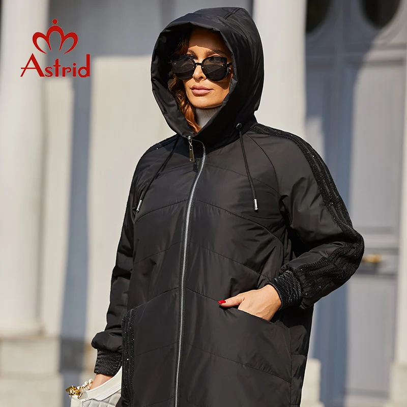 Aster D-Parkas acolchadas para mujer, abrigos de talla grande con capucha, chaqueta de costura textil de lana a la moda, prendas de vestir exteriores acolchadas AM-2022, primavera 10122