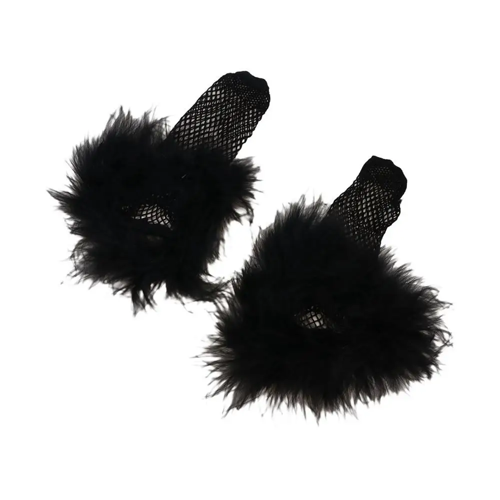 

Unique Mesh Feather Fishnet Stockings Grid Bright Color Mid Tube Socks Hosiery Furry Hollow Out Socks Music Festival