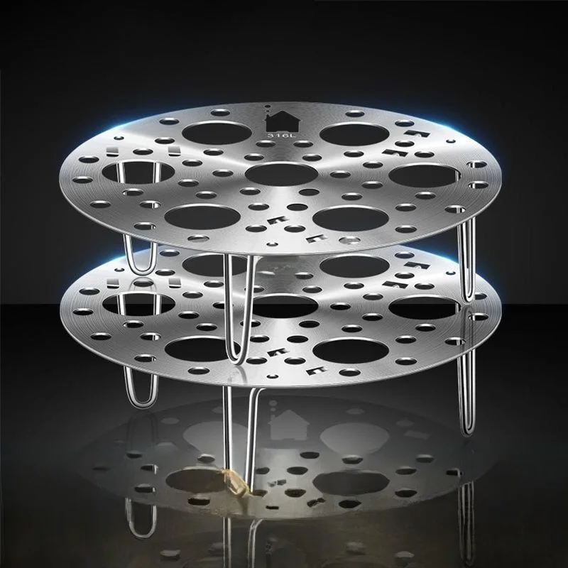 Thickened 316 Stainless Steel Steamer Rack Circular Multi-Function Kitchen Steaming Tray Stackable Home Use round Footed Steamer