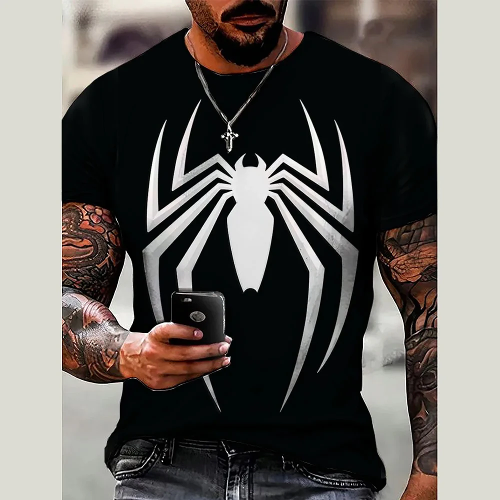 2025 جديد الرجال قصيرة الأكمام تي شيرت الصيف الرجل العنكبوت الكبار عادية ثلاثية الأبعاد تي شيرت مطبوع متعة الأولاد قصيرة الأكمام #2