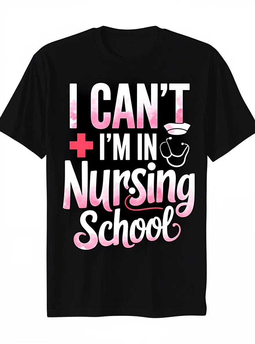 

Nursing School T-Shirt - Men's 100% Cotton Medical Symbols (S-XXXL) Casual Summer Tee