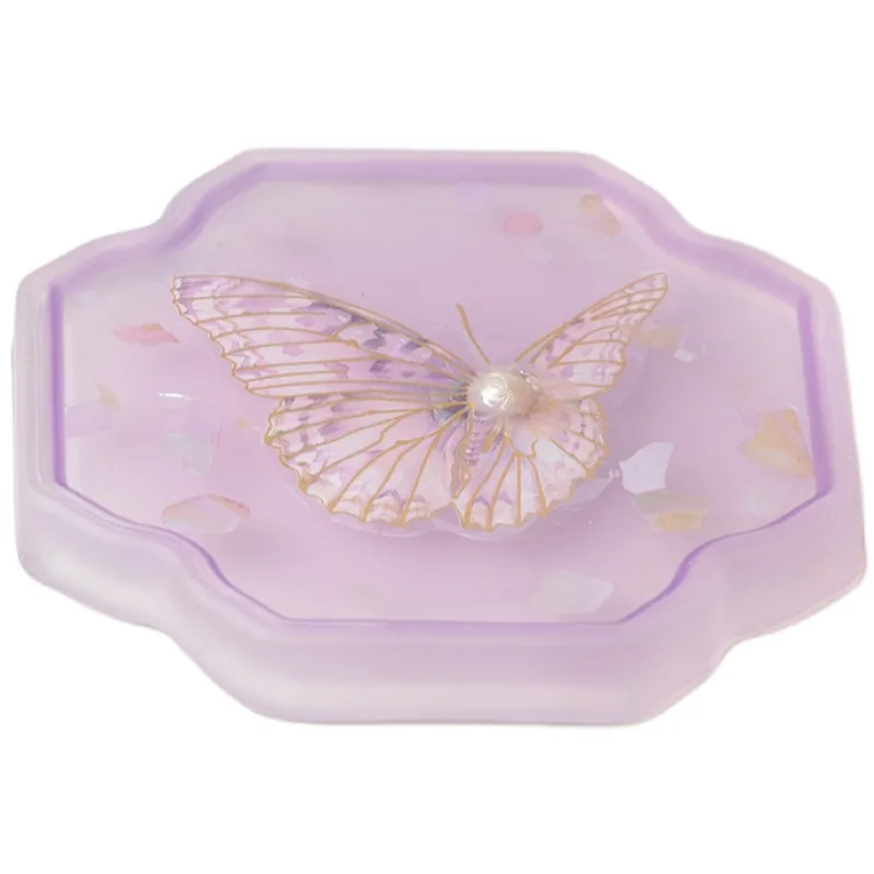 

Flower glass coaster Chinese style light luxury high value Kung Fu tea set accessories household teacup holder