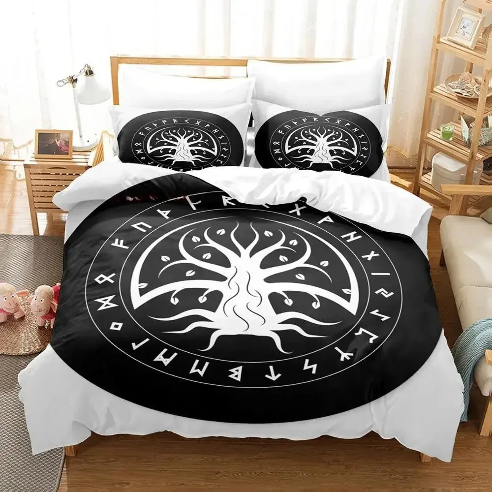 New Yggdrasil Tree Runes bedding Set Single Twin Full Queen King Size Bed Set Adult Kid Bedroom Duvet cover Sets Anime Bed New