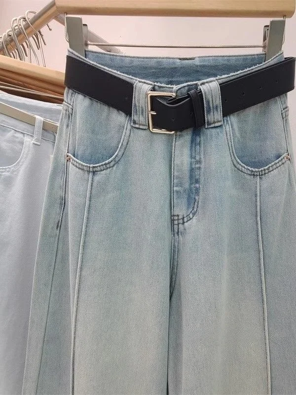 Jeans de Mezclilla de Cintura Alta y Pierna Ancha para Mujer, Estilo Nuevo de Primavera, Versátiles, Hoados, Adeazantes, ...