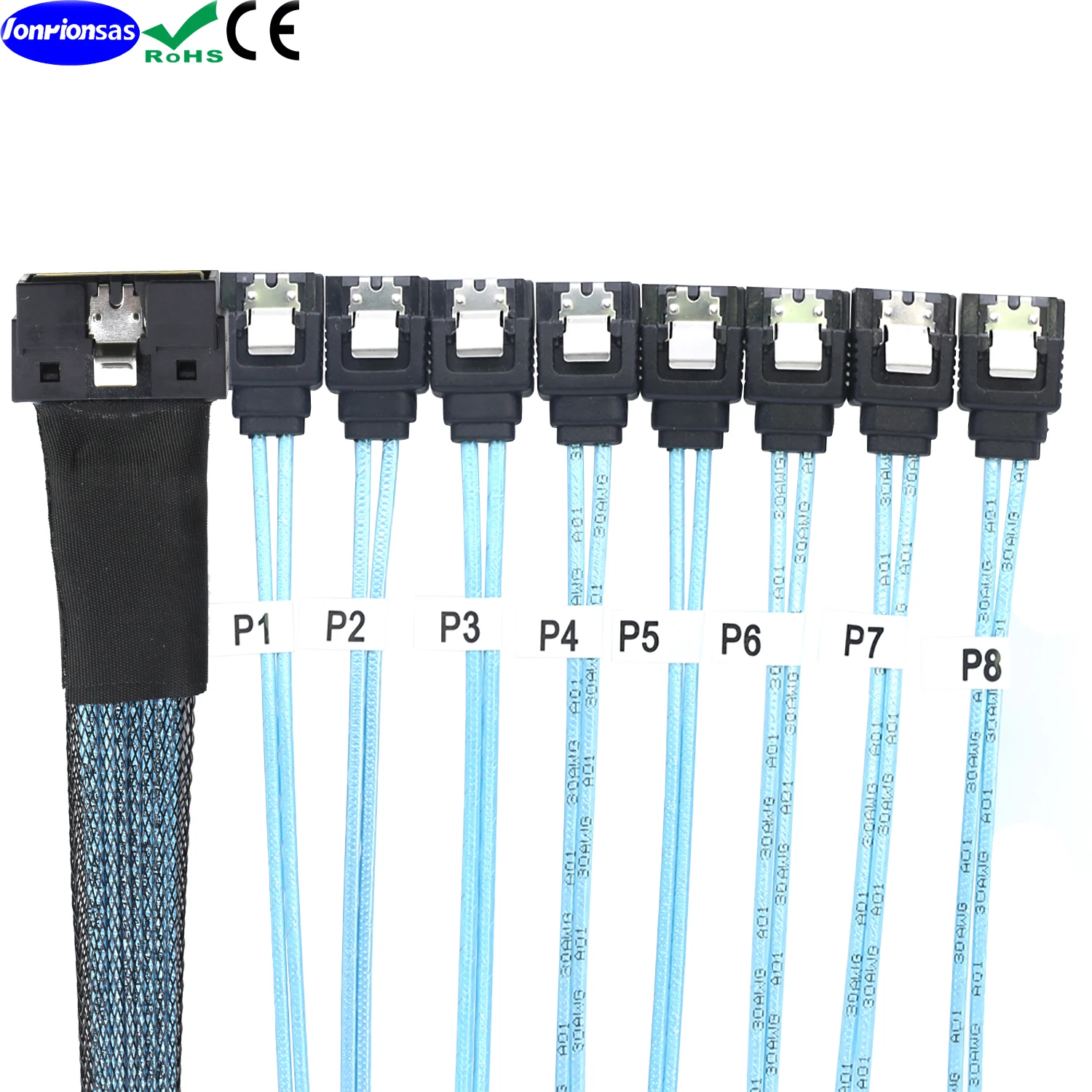 PCI-E Ultraport Slimline SAS 4.0 LP كابل توصيل داخلي للخادم المنخفض SFF-8654 8i 74pin إلى 8X SATA 7Pin #2