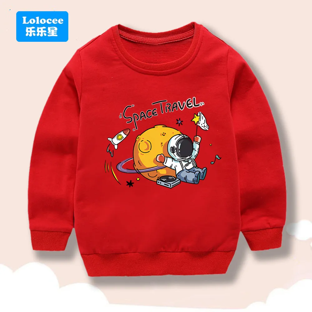 سترة Lolocee للأطفال مطبوع عليها كواكب النظام الشمسي للأولاد بأكمام طويلة بلوفر للأطفال الصغار ملابس برقبة دائرية YHYXQ1 #4