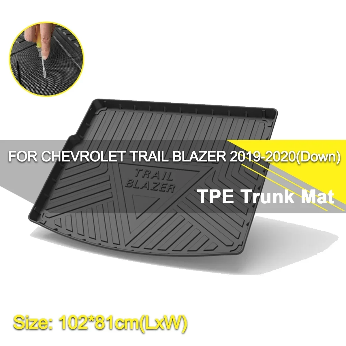 

Car Rear Trunk Cover Mat Waterproof Non-Slip Rubber TPE Cargo Liner Accessories For Chevrolet Trail Blazer 2019-2020(Down)