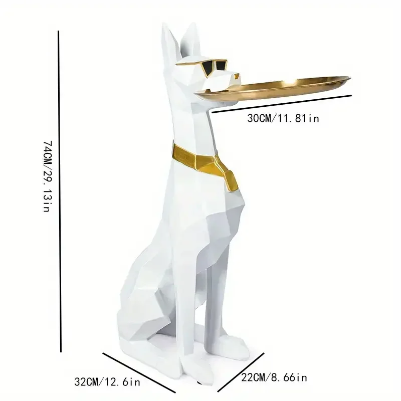Chic Doberman Figurine Large Interior Side Table Puppy Sculpture Doorway Key Wallet Jewelry Storage Tray Living Room Decoration