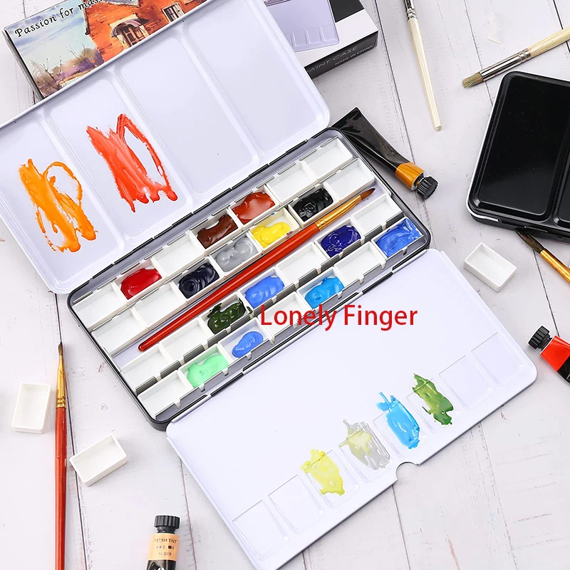 24PCS/Pack 3.2ML White/Clear Color Plastic Empty Watercolor Paint Pans Full Pans Suit for DIY Metal watercolor Tin Box