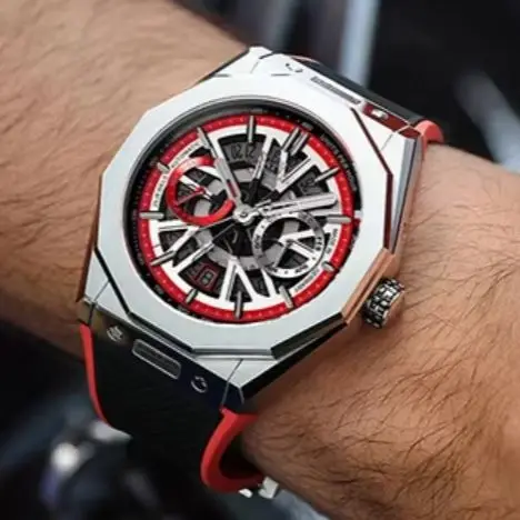 BONEST GATTI Men Automatic Watch 42mm Mechanical Wristwatch Waterproof Sapphire Mirror Luminous Skeleton Dial Month Week Date