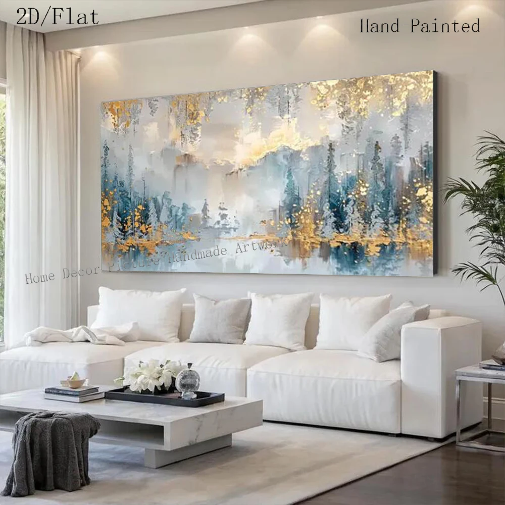 1pc Frameless Canvas Painting  Abstract Earth Day Natural Landscape on Canvas Wall Art Picture Original Mural Decor Living Room