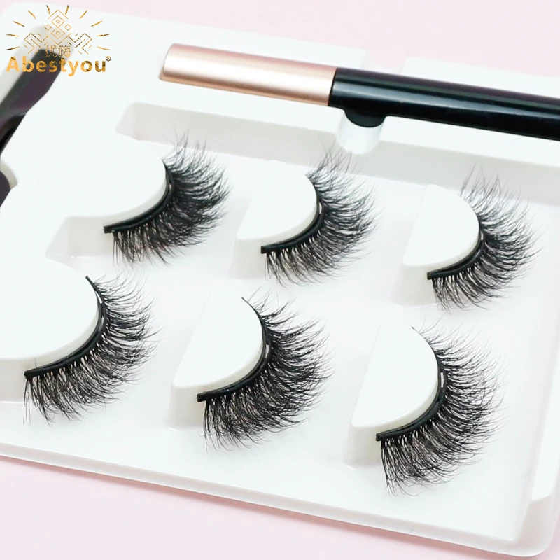 

Abestyou Magnet Fluffy Eyelashes Tapered Cat Eye Thick Mink Lash Tech Supplies Waterproof Magnetic Liquid Eyeliner Tweezer Kit