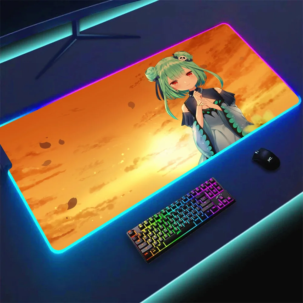 

Hololive YouTuber Gawr Gura RGB Pc Gamer Keyboard mouse pad teclado mousepad LED GlowMouse Mats Rubber Gaming Computer Mausepad